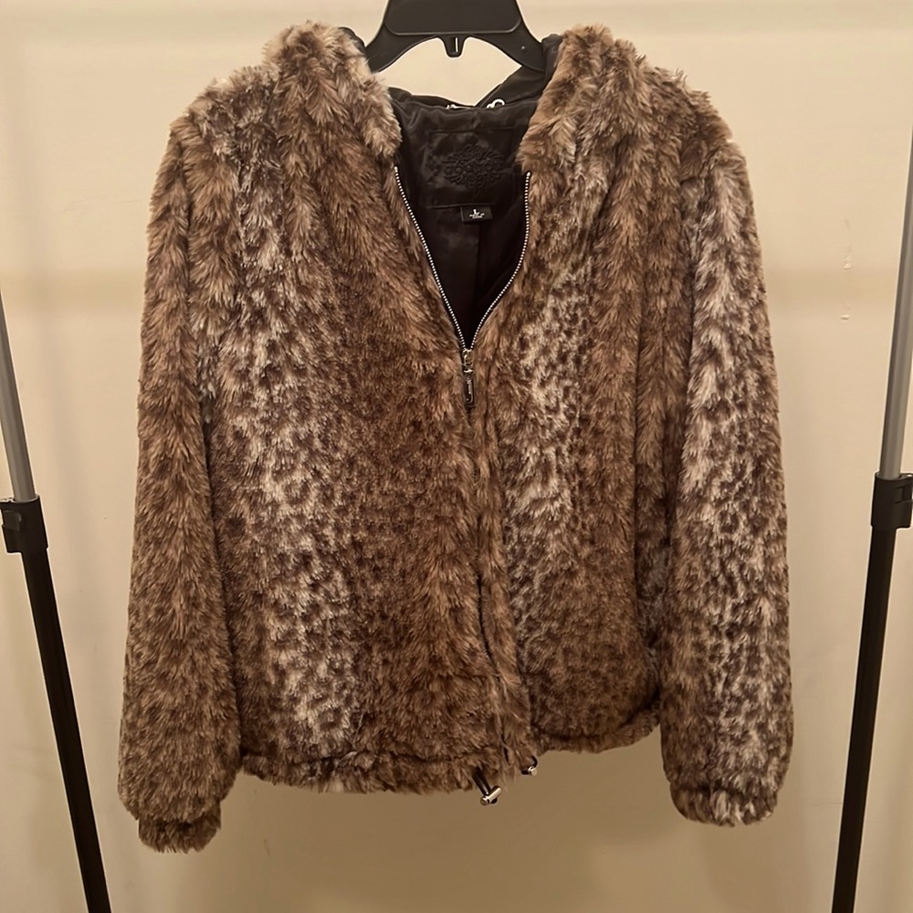 JOUJOU Women's Hooded Faux Fur Jacket, Stylish & Trendy Coat